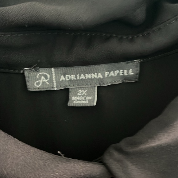 Adrianna Papell Black Pleated Tunic Blouse - Picture 3 of 7